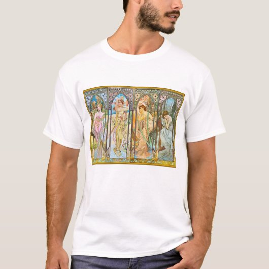 Tijd van de Dag, Alphonse Mucha T-shirt (Voorkant)