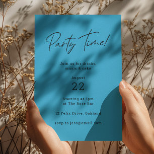Tijd van feestdag   Blauw Modern Minimalist Fun Bi Kaart