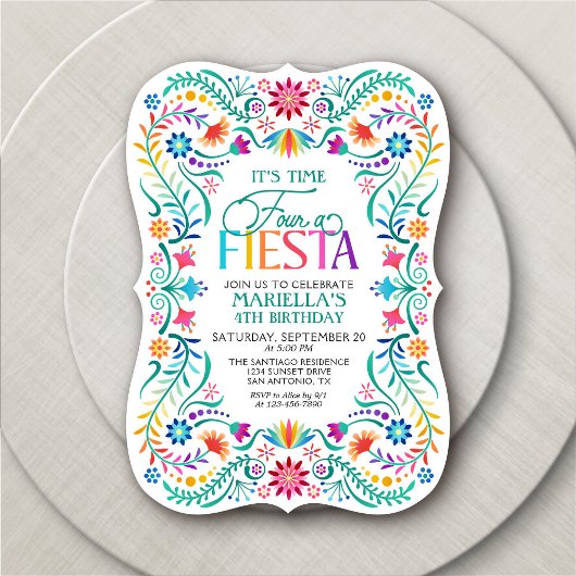 Tijd Vier Een Fiesta 4e Verjaardag Kaart