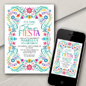 Tijd Vier Een Fiesta 4e Verjaardag Kaart