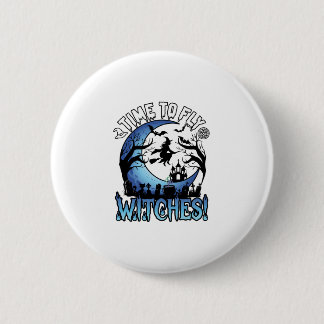 Tijd Vlieg Heksen Halloween Vliegende Heks Maan Ronde Button 5,7 Cm