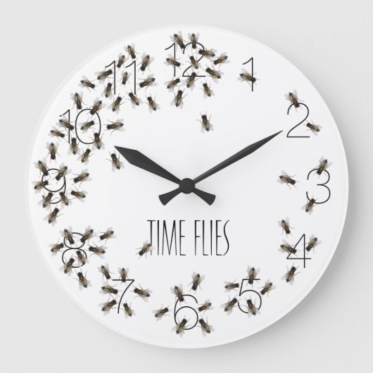 Tijd vliegt Funny Fly Bug Pest Clock Grote Klok (Voorkant)