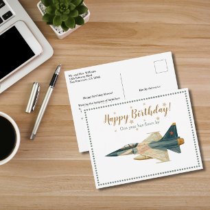 Tijd vliegt straaljager Vliegtuig Jongen Eerste ve Briefkaart