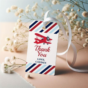 Tijd vliegt verjaardagsvliegtuig cadeaulabel