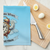 "tijd vliegt wanneer" vliegende klok theedoek (Quarter Fold)