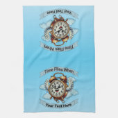 "tijd vliegt wanneer" vliegende klok theedoek (Verticaal)