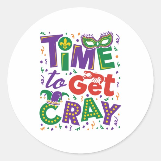 Tijd voor Cray Crawfish Mardi Gras Ronde Sticker (Voorkant)
