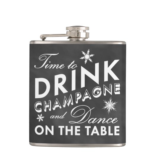 Tijd voor de Drink van Champagne Chalkboard Holida Heupfles (Voorkant)