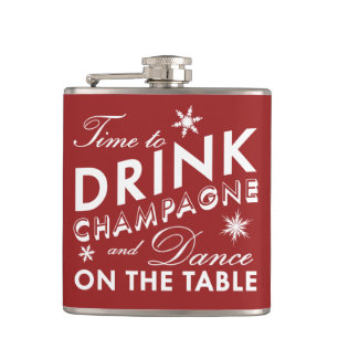 Tijd voor de Drink van Champagne Red Holiday Flask Heupfles