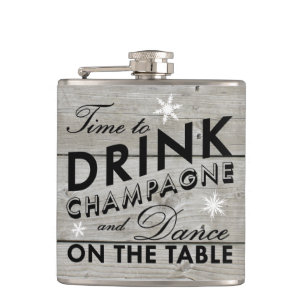 Tijd voor de Drink van Champagne Rustic Holiday Fl Heupfles