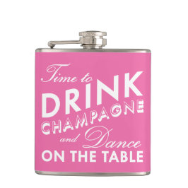 Tijd voor Drink Champagne Pink & White Flask Heupfles