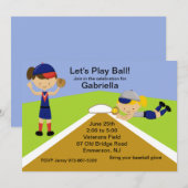 Tijd voor een bal! Softball Birthday Invitation Kaart (Voorkant / Achterkant)