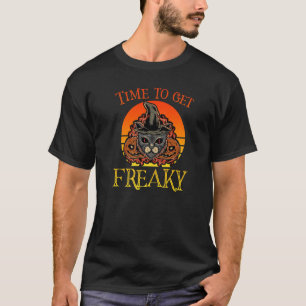 Tijd voor een freaky Halloween Creepy Black Cat Pu T-shirt