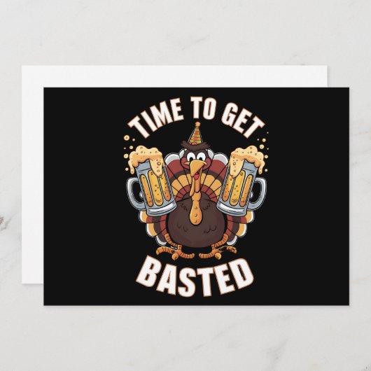 Tijd voor een gebotste grappige Thanksgiving van b Feestdagenkaart (Voorkant / Achterkant)