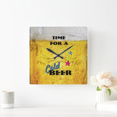 Tijd voor een koudbier wandklok vierkante klok (Huis)