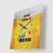 Tijd voor een koudbier wandklok vierkante klok (Hoek)