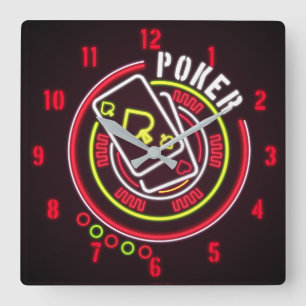 Tijd voor een pokerwandklok vierkante klok