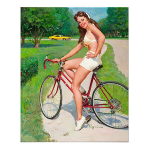 Tijd voor een Ride - Retro Pin-up Girl Foto Afdruk