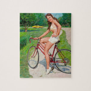 Tijd voor een rit - Retro Pin-up Meisje Legpuzzel