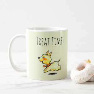 Tijd voor een traktatie! Lieve rennende puppy hond Koffiemok