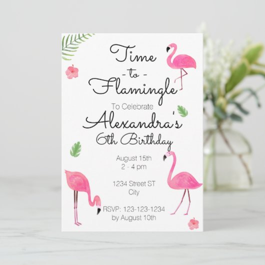 Tijd voor Flamingle Invitation Kaart (Staand voorkant)