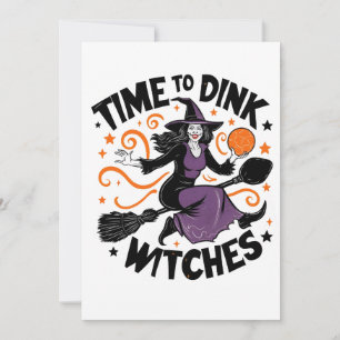 Tijd voor heksen spookachtige pickleball Halloween Feestdagenkaart