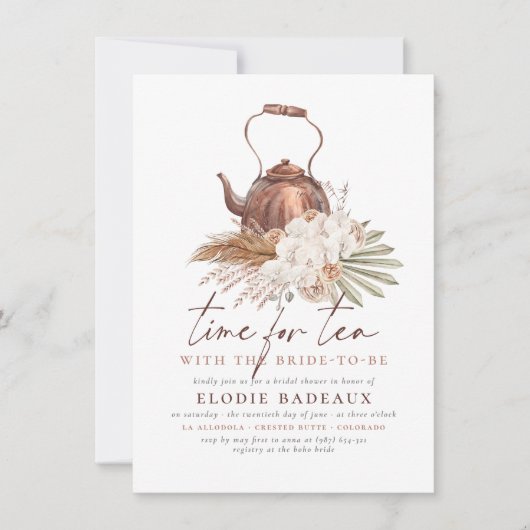 Tijd voor het Vrijgezellenfeest van Tea Boho Flora Kaart (Voorkant)