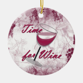 Tijd voor kerstversiering met wijn keramisch ornament