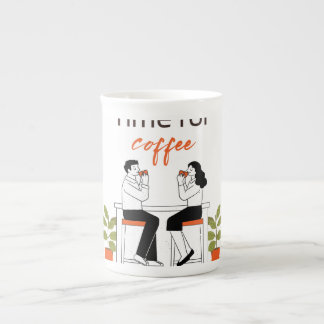 Tijd voor koffie Schattige Koppel Illustratie Mok, Porselein Kop