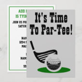 Tijd voor Par-Tee Golf Bachelorfeest Uitnodiging (Voorkant / Achterkant)