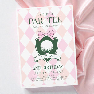 Tijd voor Par-Tee Roze Meisjes Golf 2e Verjaardags Kaart
