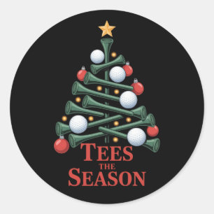 Tijd voor Seizoen Golf Grappig Kerst Golf Boom Ronde Sticker