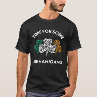 Tijd voor Shenanigans Ierland vlag Shamrock St Pat T-shirt