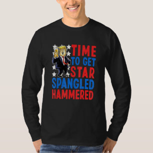 Tijd voor stervormige hammered op 4 juli t-shirt