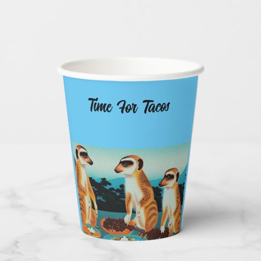 Tijd voor Tacos Meerkat-stijl, papierkoppen Papieren Bekers (Achterkant)