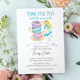 Tijd voor Tea Baby shower Alice Whimsical Teacup Kaart