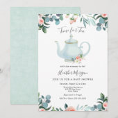 Tijd voor Tea Baby shower Invitation Kaart (Voorkant / Achterkant)