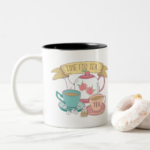 tijd voor Tea British Tea Cups en theepot Tweekleurige Koffiemok