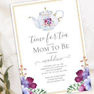  tijd voor Tea Floral Baby shower Kaart