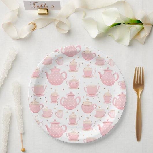 Tijd voor Tea Pattern Paper Bord (Huwelijk)