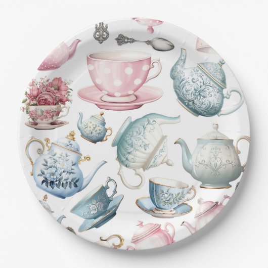 Tijd voor Tea  Pattern Paper Bord (Voorkant)