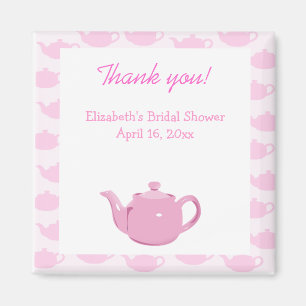 Tijd voor Tea Pink Teapot Favor Magnet Magneet