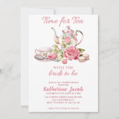 Tijd voor tea  roze floral Vrijgezellenfeest Kaart (Voorkant)