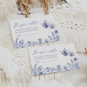 Tijd voor Tea Toile Baby shower Luier Raffle Informatiekaartje