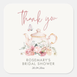 Tijd voor Tea Vrijgezellenfeest Dank je Vierkante Sticker