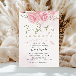 Tijd voor Tea Vrijgezellenfeest Elegant Roos Flora Kaart