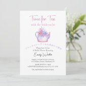 Tijd voor Tea Vrijgezellenfeest Floral Pot Waterve Kaart (Staand voorkant)