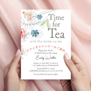 Tijd voor Tea Vrijgezellenfeest Whimsical Wildflow Kaart