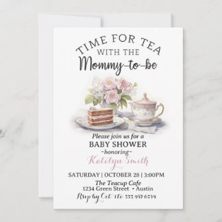Tijd voor thee Baby Shower Bloemige theetijd Kaart