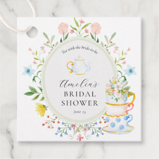 Tijd voor Thee Bruidsfeestje Whimsical Wilde Bloem Bedankjes Labels